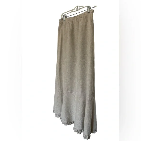 Maxi Linen Skirt w/ Ruffle - Picture 2 of 9